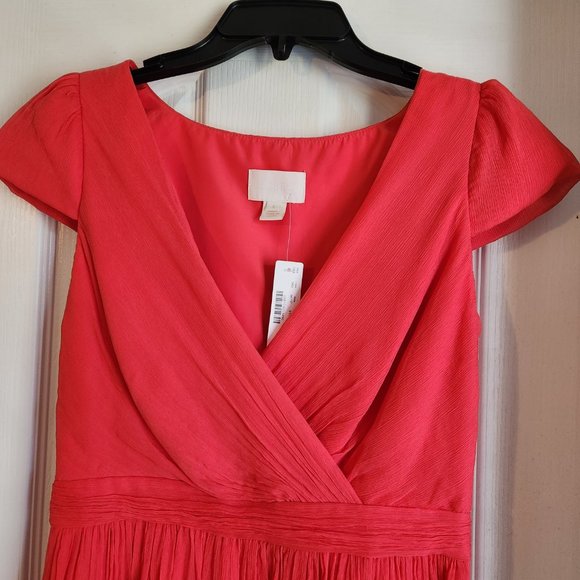 NWT J Crew Silk Chiffon Mirabelle Dress, strawberry red, size 4 - Picture 4 of 15